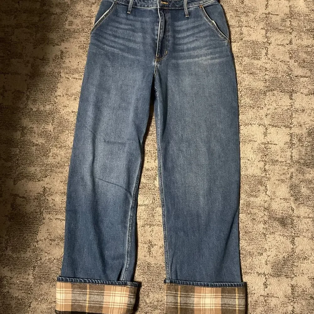 Women’s Hollister jeans, ultra high-rise‎ flannel rolled hemmed leg size 11r new